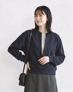 「秋季新品 」S-L 深藍色 深V層次條紋假兩件衛衣
