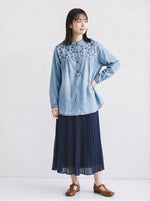 「秋季新品 」 M-2XL 刺繡立領寬鬆襯衫