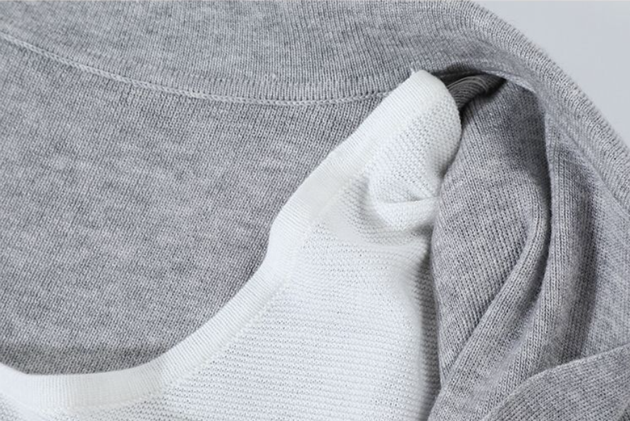 「兩色」S-XL 翻領深V拼接 | 收腰假兩件針織衫