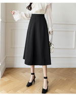高腰立體壓褶A字長版半身裙