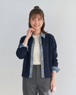 「3色」「秋季新品 」M-XL 拼接翻領短版針織開襟衫
