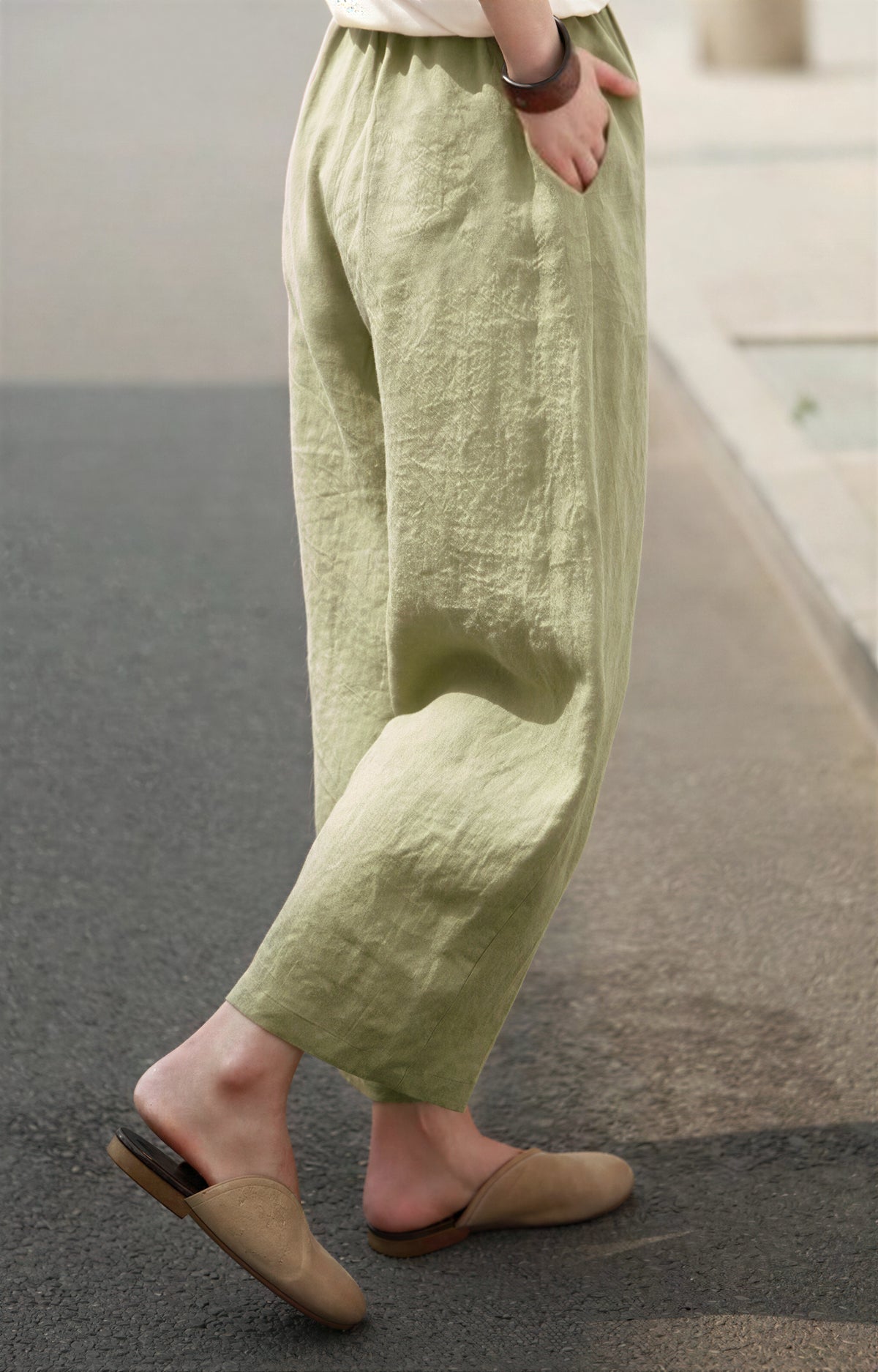 「多色」M-4XL 寬鬆直筒高腰休閒褲