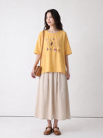 「3色」M-2XL 刺繡圖案 | 寬鬆舒適休閒圓領T恤