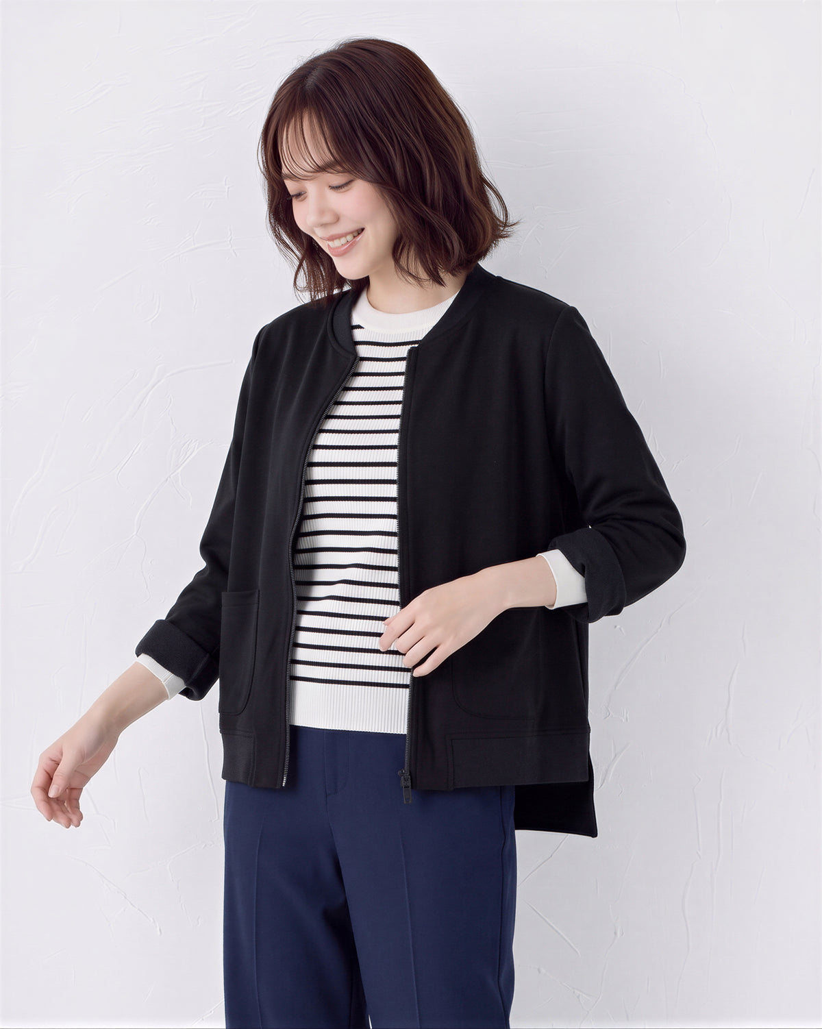 「兩色」「秋季新品 」M-4XL 寬鬆圓領大口袋夾克