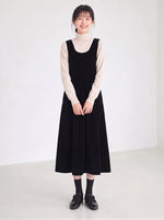 「秋季新品 」蝴蝶結收腰褶襉背帶洋裝