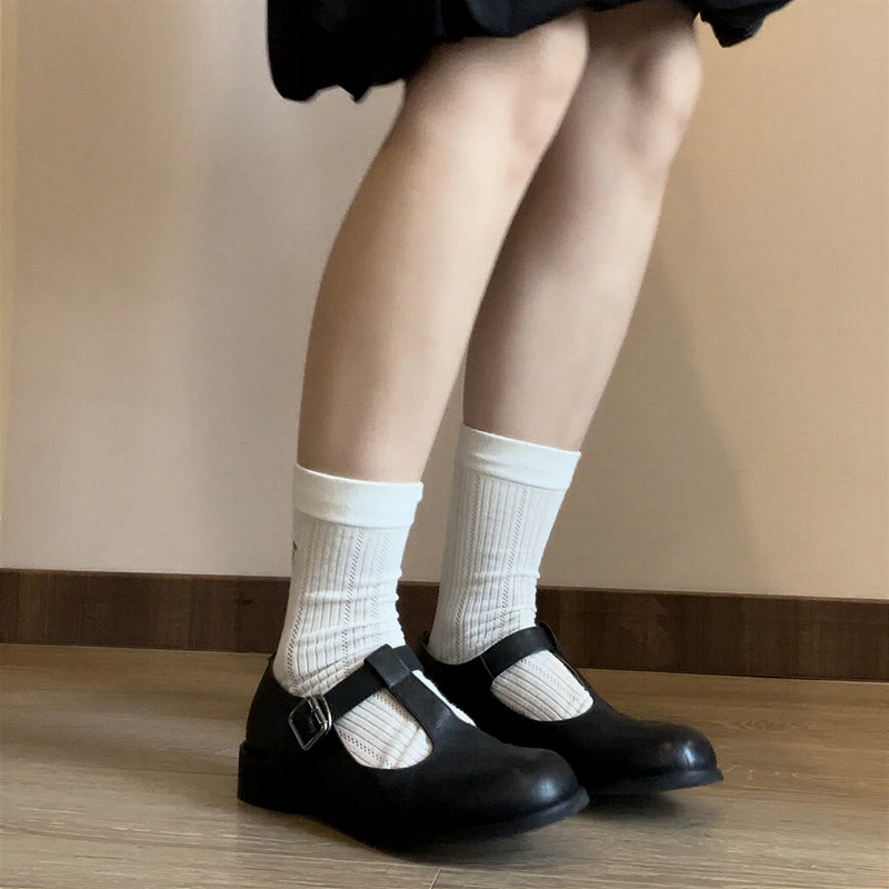 黑色圓頭厚底3cm | 復古T字帶瑪莉珍鞋