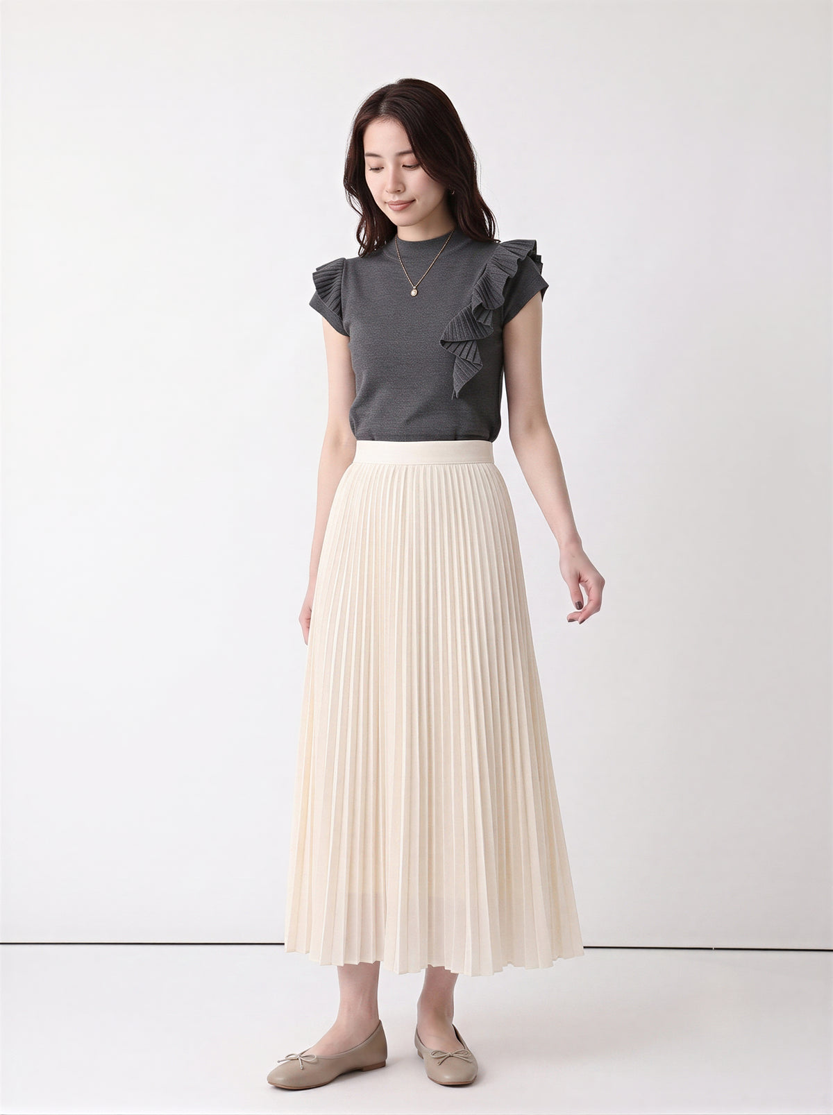 S-2XL 立體荷葉邊修身針織衫