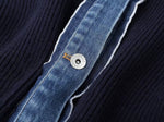 「秋季新品 」 S-2XL 牛仔拼接立領假兩件針織外套