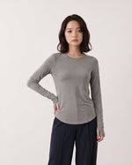 「秋季新品 」「兩色」S-2XL 圓領莫代爾修身打底長袖T恤