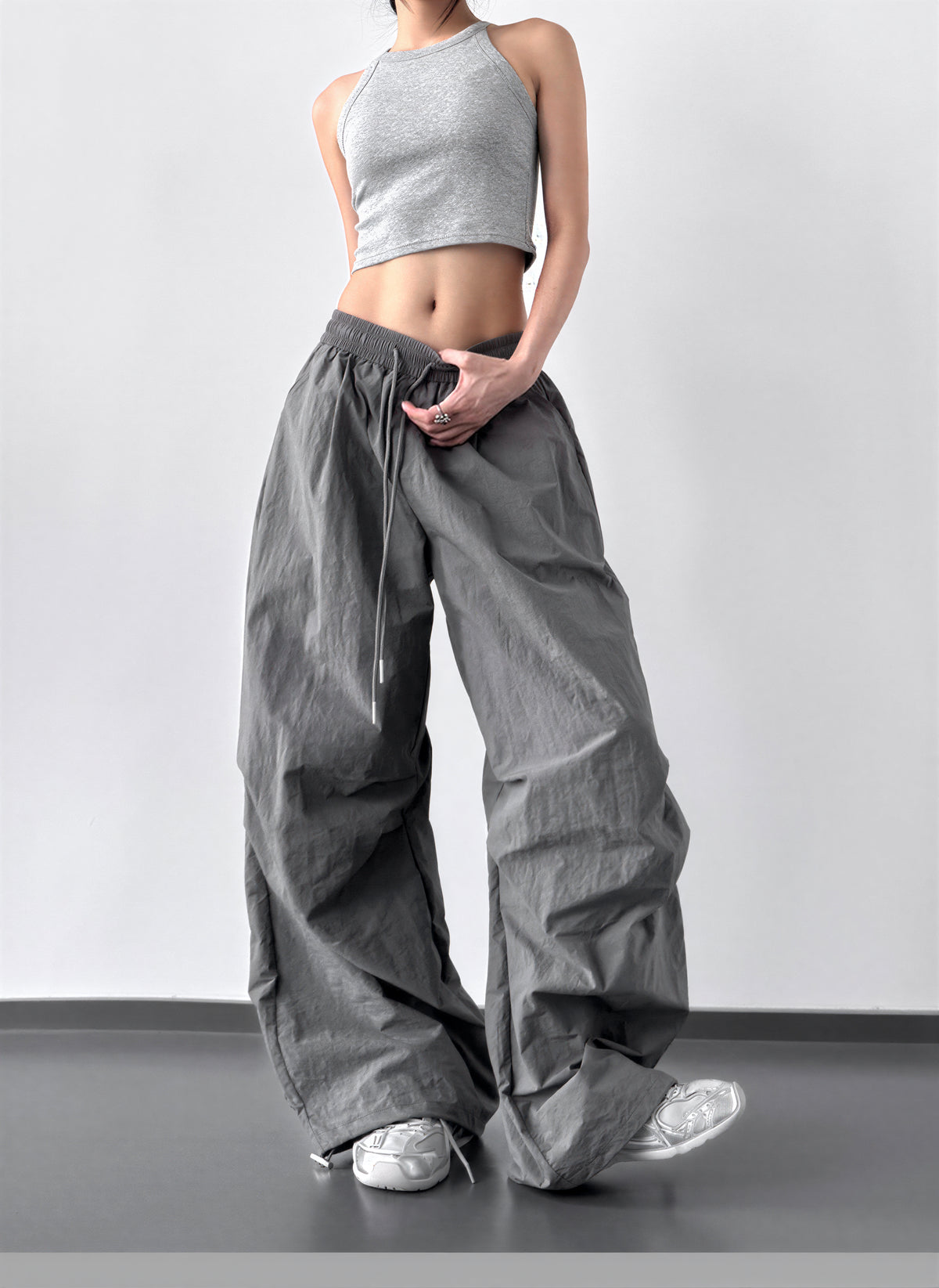 S-XL 「7色」抽繩鬆緊腰 | 立體廓形寬褲工裝褲