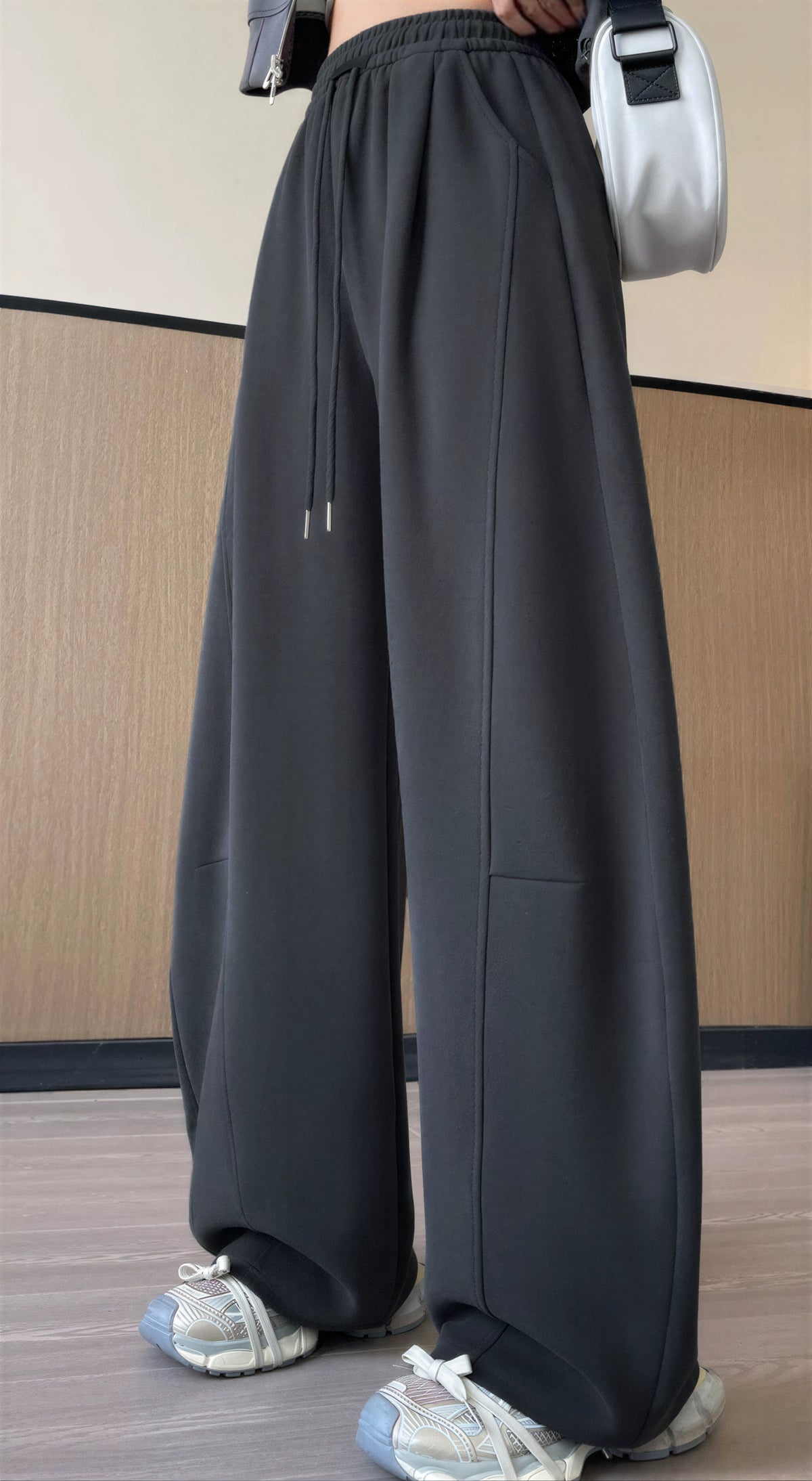 「秋季新品 」「多色」高腰抽繩立體寬褲