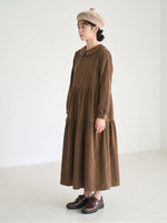 「秋季新品 」 M-2XL 娃娃領寬鬆層次長袖洋裝
