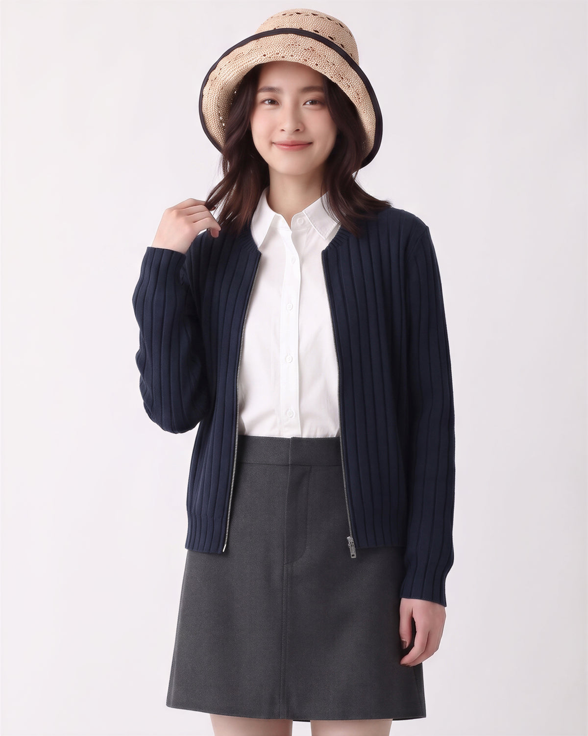 「秋季新品 」「兩色」S-2XL 直條紋修身短版針織開衫