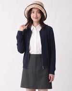 「秋季新品 」「兩色」S-2XL 直條紋修身短版針織開衫