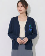 「秋季新品 」S-XL V領撞色圖案針織開襟衫