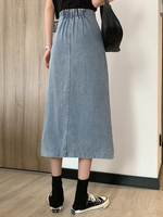 高腰開衩直筒牛仔半身裙