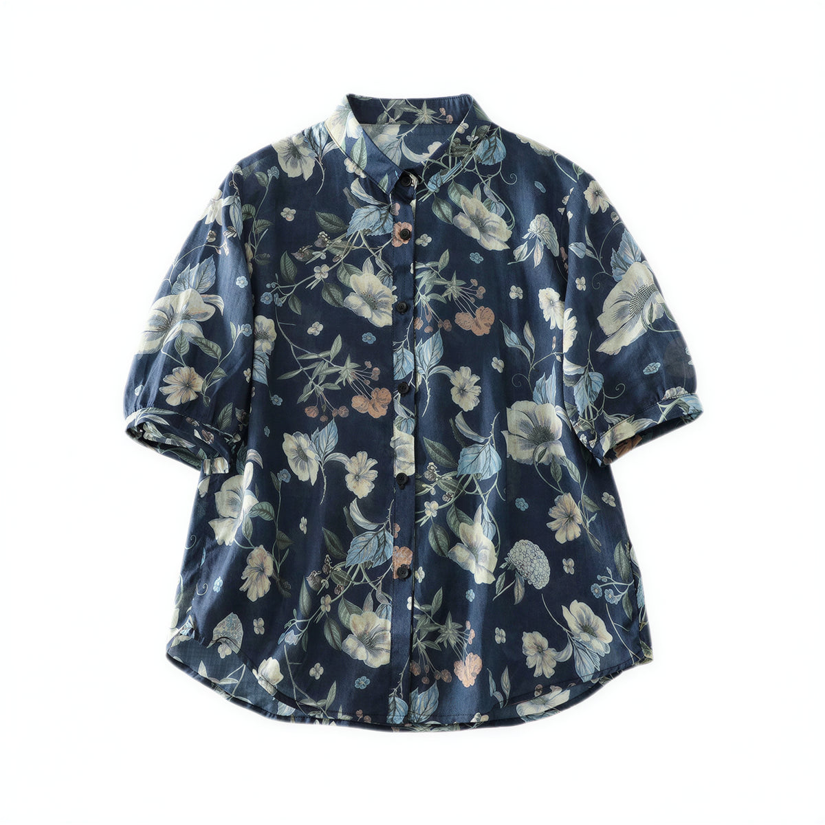 M-2XL 舒適休閒復古 | 印花藍色襯衫
