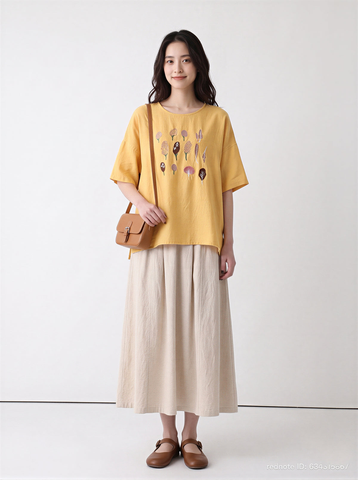 「3色」M-2XL 刺繡圖案 | 寬鬆舒適休閒圓領T恤