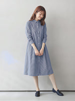 「秋季新品 」「兩色」M-2XL 寬鬆A字擺立體剪裁襯衫洋裝