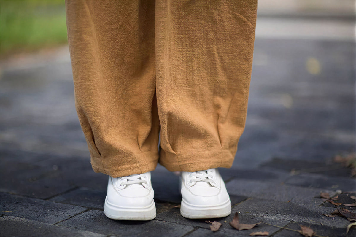鬆緊抽繩寬鬆哈倫褲