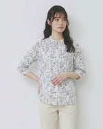 白色小立領碎花襯衫