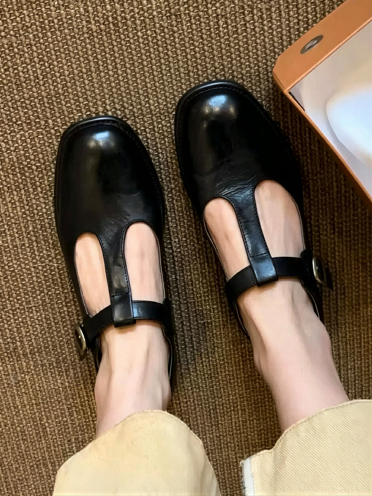 黑色圓頭厚底3cm | 復古T字帶瑪莉珍鞋