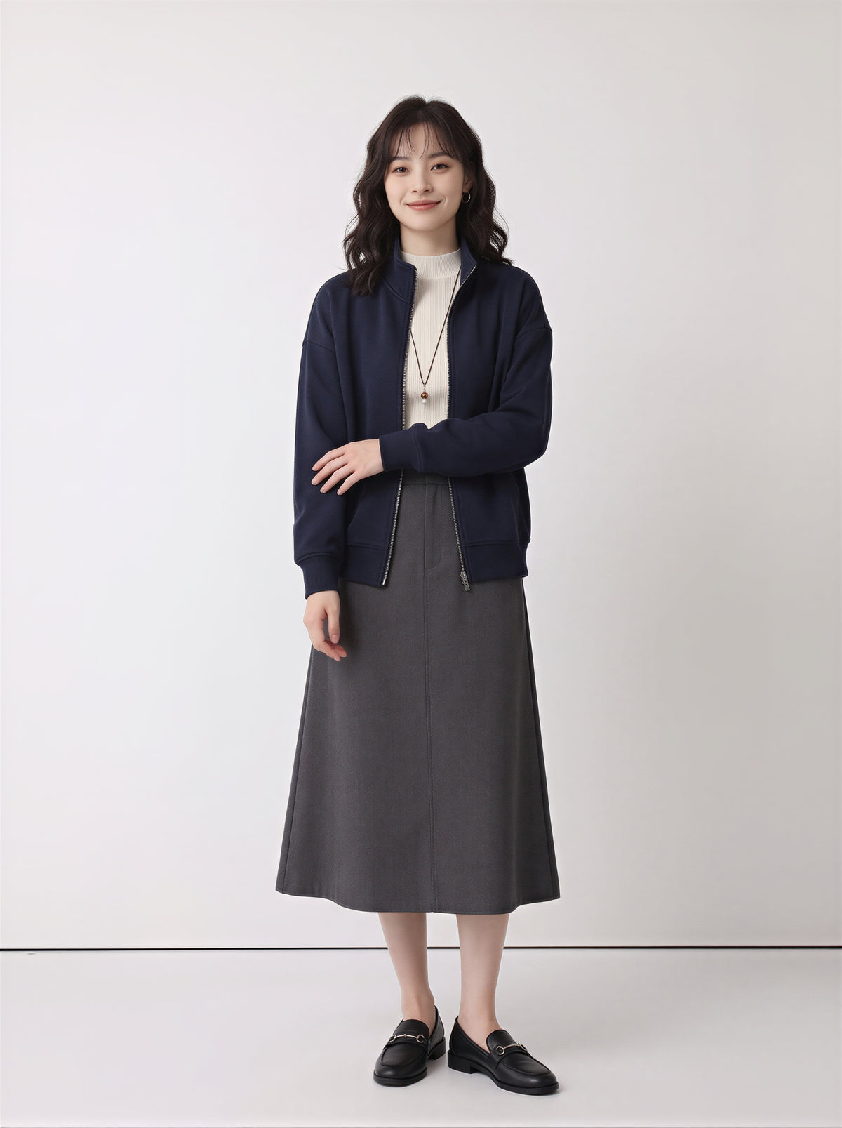 「秋季新品 」立領寬鬆拉鍊連帽外套