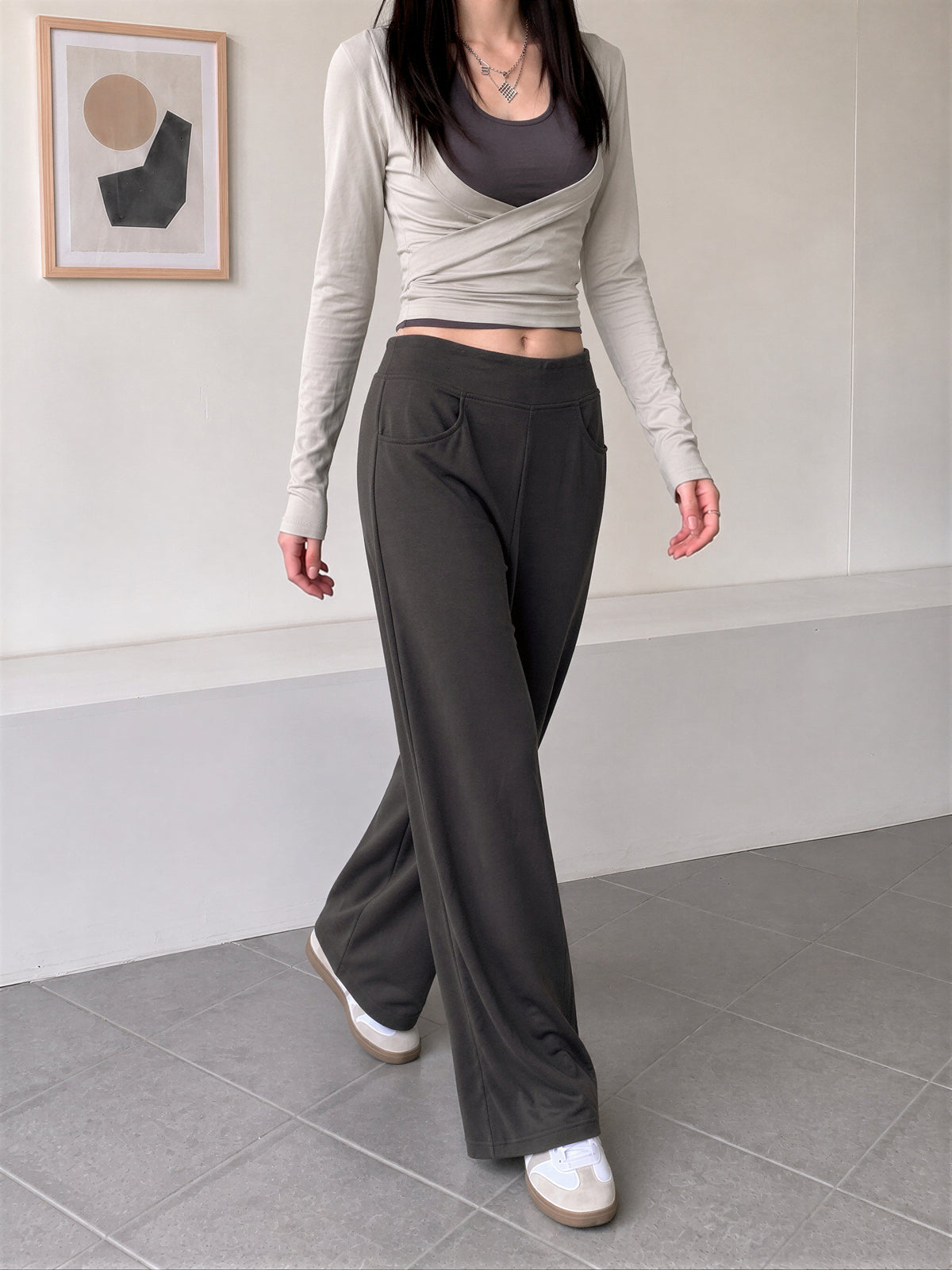 「秋季新品 」「3色」S-XL 高腰垂墜感直筒寬褲