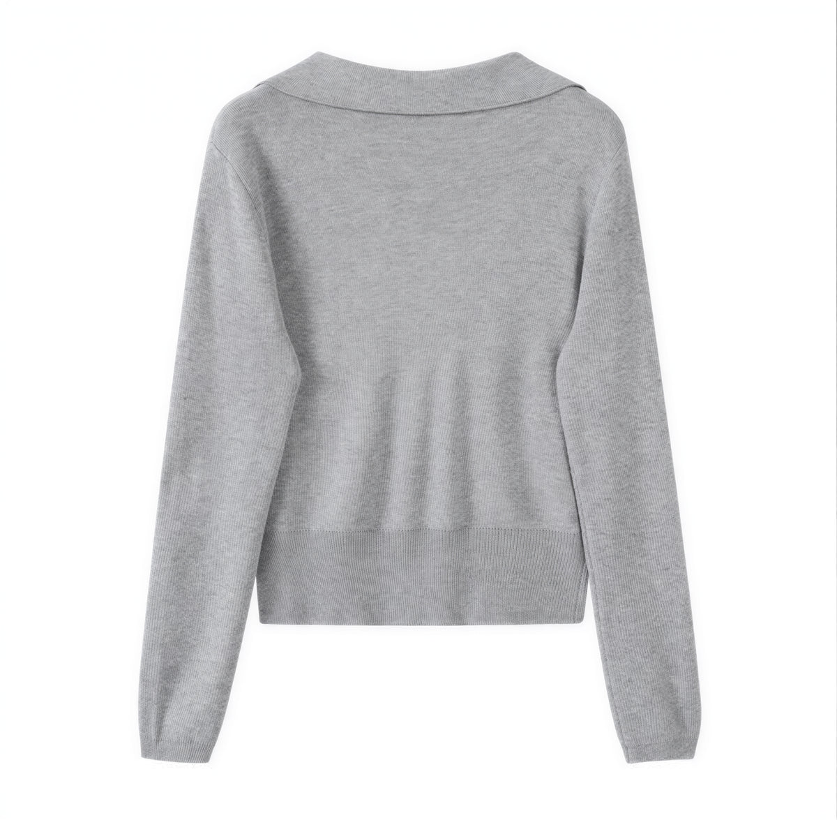 「兩色」S-XL 翻領深V拼接 | 收腰假兩件針織衫