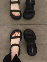 圓頭厚底撞色感 輕量跟高6cm | 女款厚底一字帶涼拖鞋
