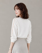 S-3XL 「秋季新品 」立體直紋 | 蕾絲拼接長袖T恤