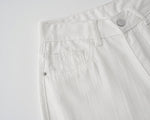 「秋季新品 」S-XL 白色高腰垂墜感寬褲牛仔褲