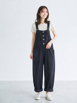 「兩色」S-3XL 寬鬆直筒大口袋吊帶褲