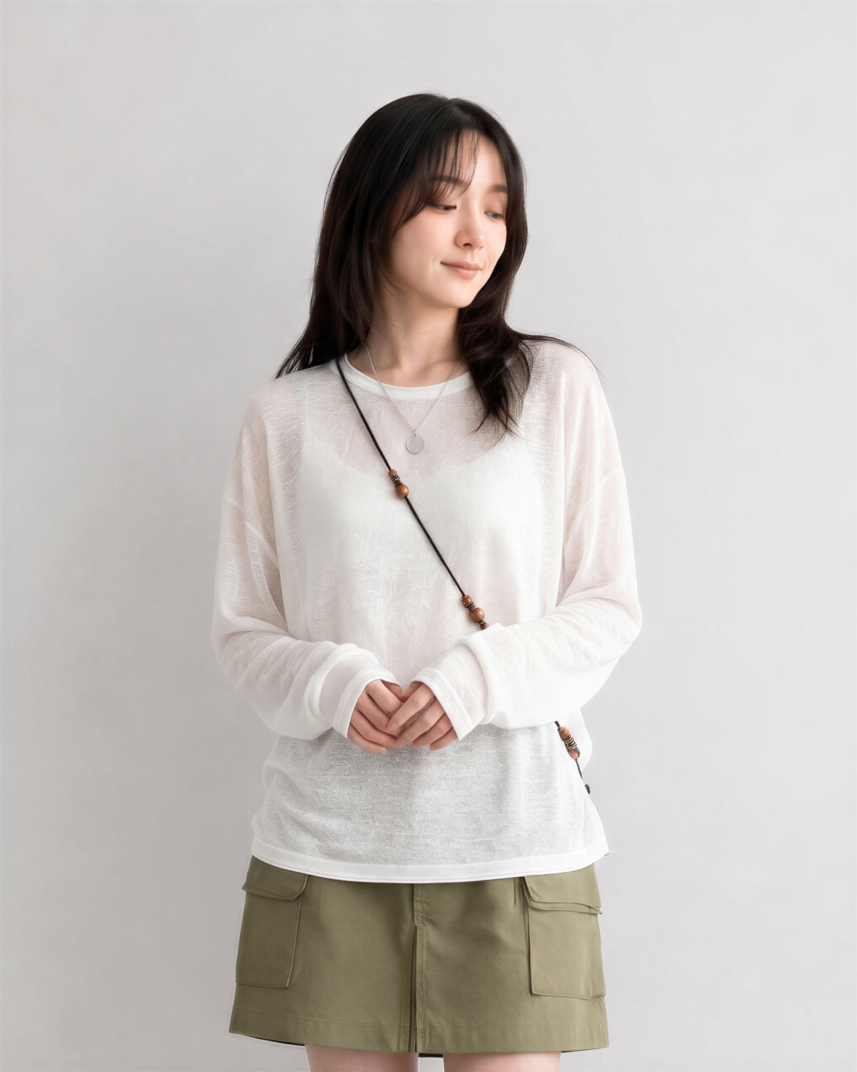 S-XL 白色輕透疊穿 | 寬鬆長袖T恤