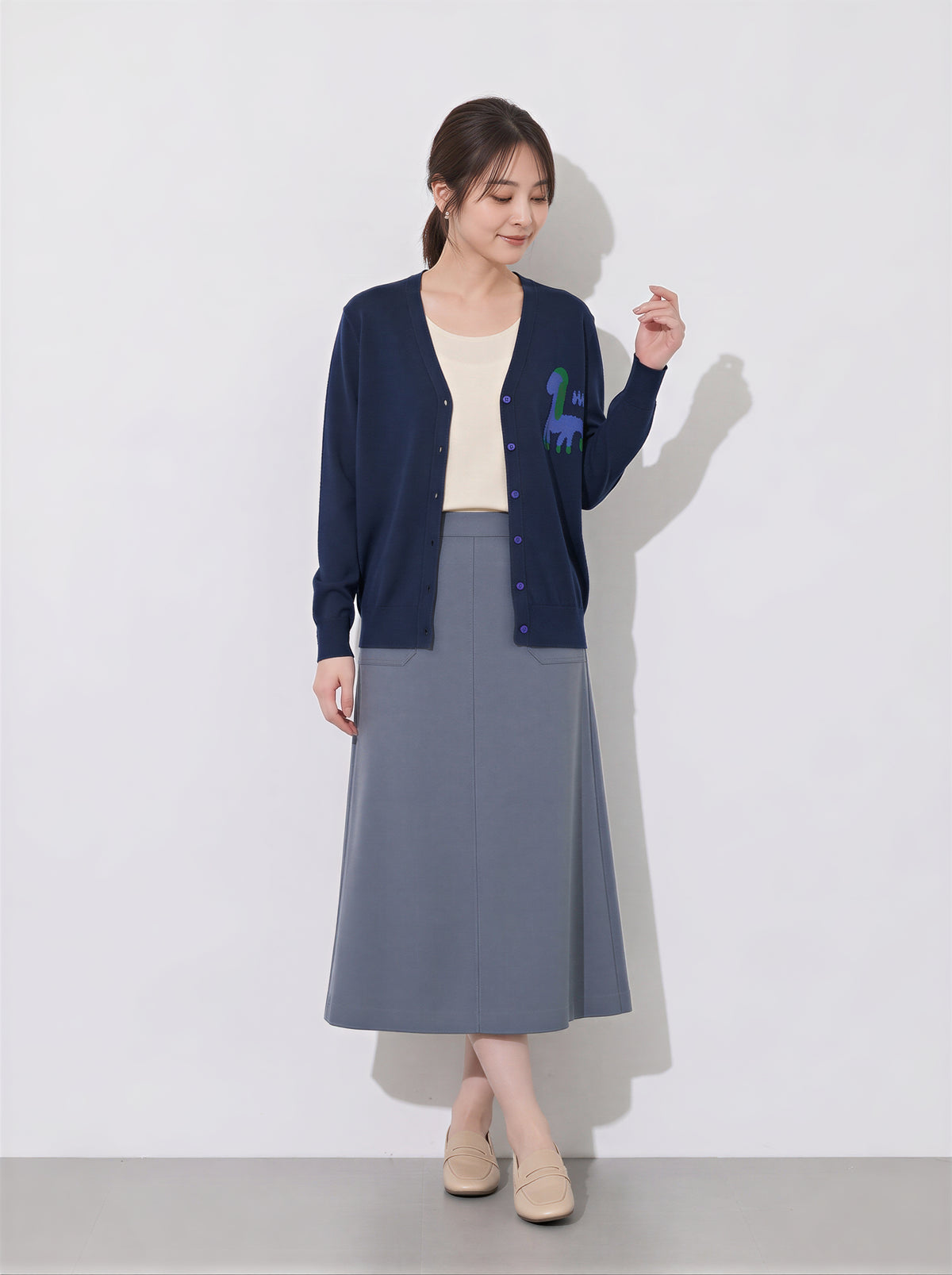 「秋季新品 」S-XL V領撞色圖案針織開襟衫