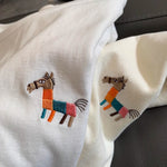 簡約圓領小馬刺繡T恤