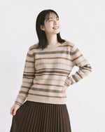 「秋季新品 」「兩色」提花條紋圓領針織衫