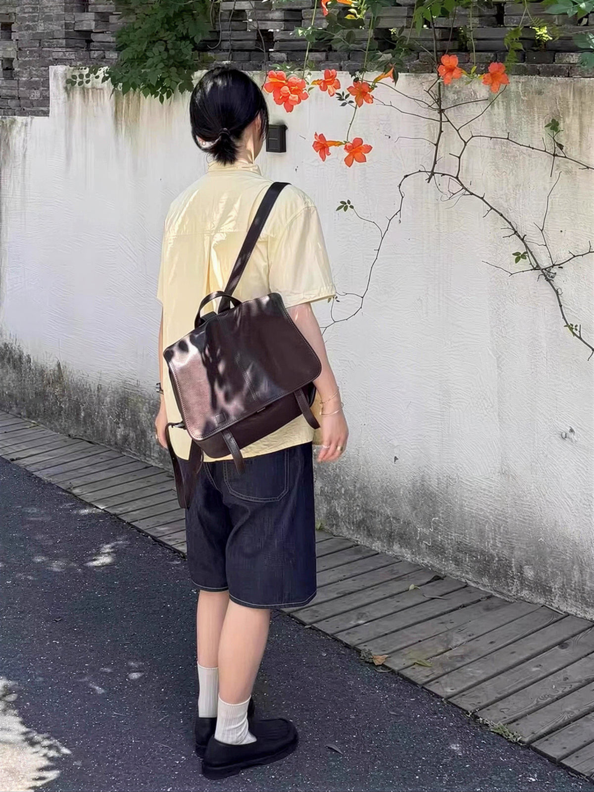 復古翻蓋 軟廓形 大容量雙肩背包