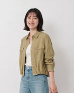 翻蓋口袋抽繩短版工裝外套