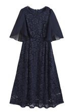 「秋季新品 」「3色」S-2XL 品質披肩袖收腰 | 蕾絲洋裝