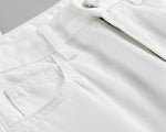 「秋季新品 」S-XL 白色高腰寬褲拖地牛仔褲