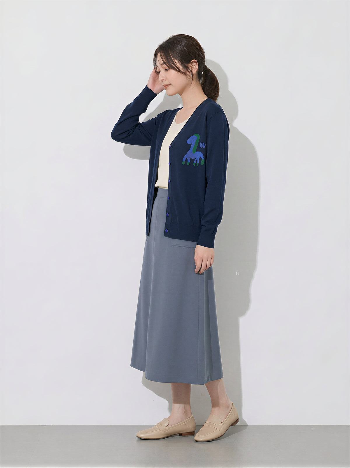 「秋季新品 」S-XL V領撞色圖案針織開襟衫