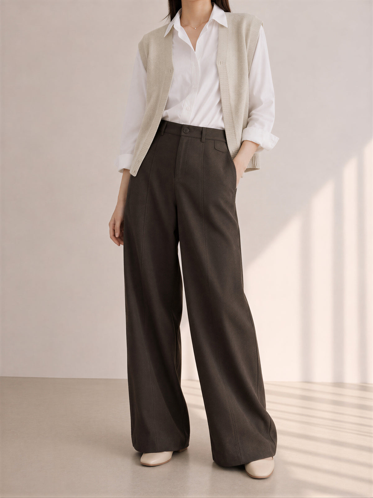 「秋季新品 」「4色」S-XL 高腰垂墜拖地寬褲