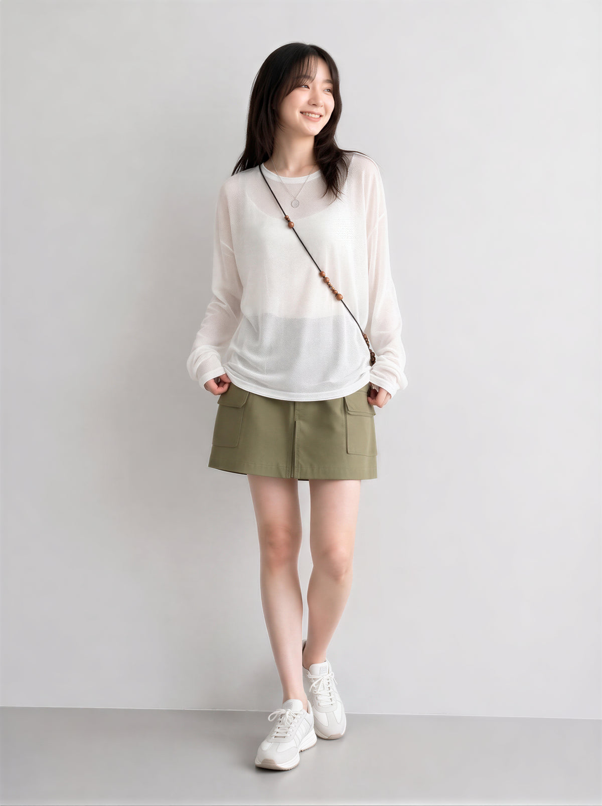 S-XL 白色輕透疊穿 | 寬鬆長袖T恤