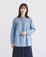 「秋季新品 」 M-2XL 刺繡立領寬鬆襯衫