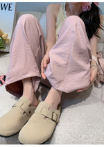 S-XL 高腰寬鬆褶感寬褲