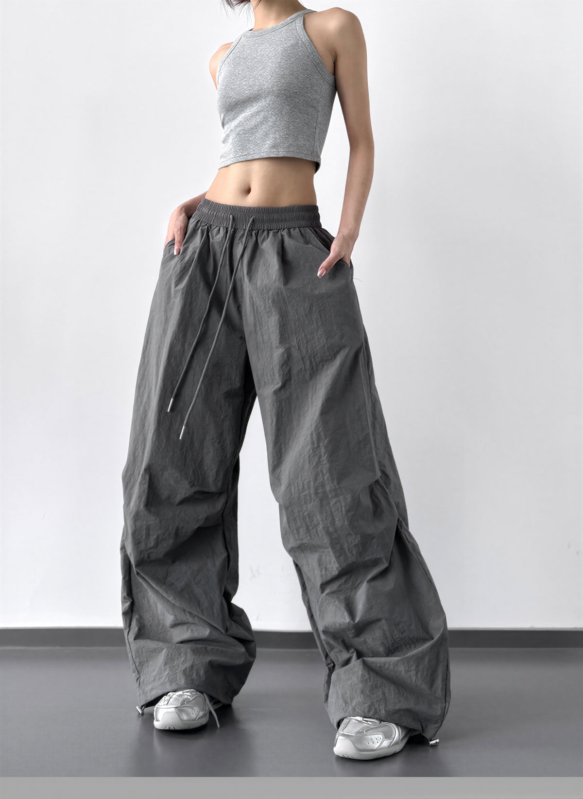 S-XL 「7色」抽繩鬆緊腰 | 立體廓形寬褲工裝褲