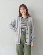 「秋季新品 」「3色」寬鬆落肩大口袋針織開襟衫