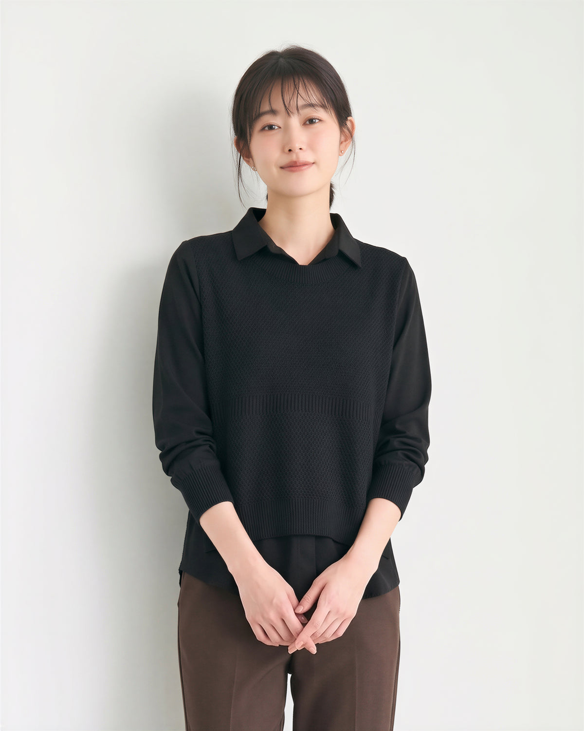 「秋季新品 」「多色」針織馬甲背心假兩件襯衫