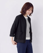 「兩色」「秋季新品 」M-4XL 寬鬆圓領大口袋夾克